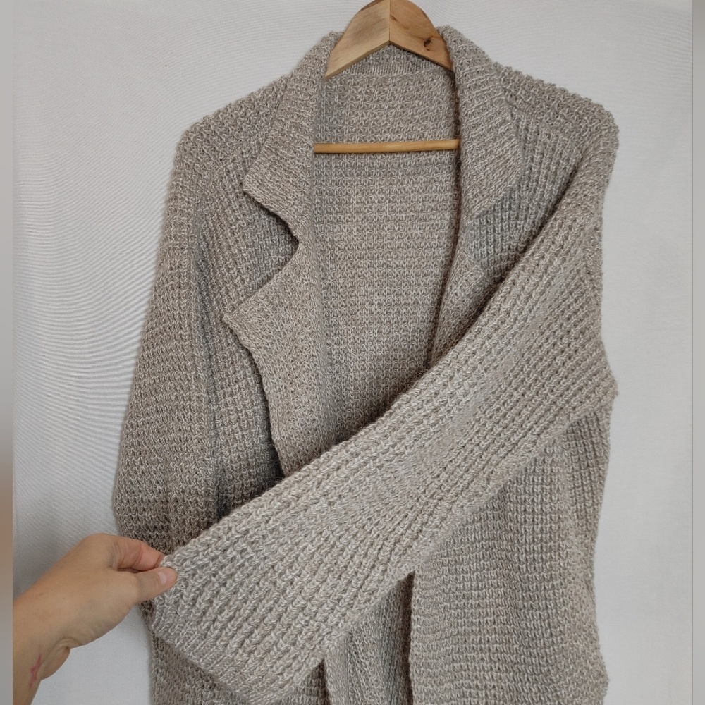 Pendleton EMERY CARDIGAN Coatigan Longline Tan Mix Beige Neutral wool alpaca L - Picture 6 of 10